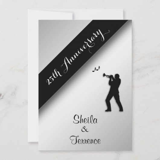 Saxophon Silver Wedding Anniversary Einladung (Vorderseite)