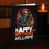 Saxophon Skeleton Musicians Birthday Card Funny