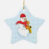 Saxophon Snowman Keramik Ornament (Vorne)