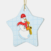 Saxophon Snowman Keramik Ornament (Links)