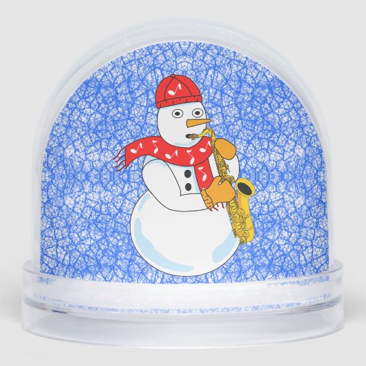 Saxophon Snowman Snow Globe Schneekugeln (Vorderseite)