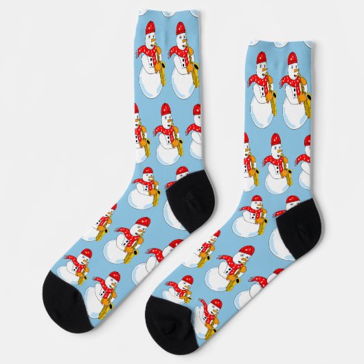 Saxophon Snowman Socken (Linkes Detail)