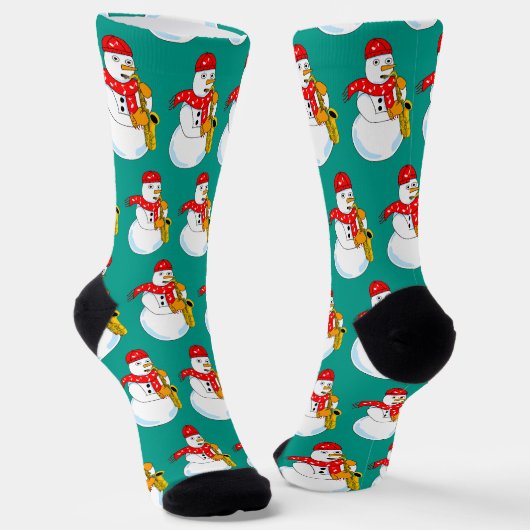 Saxophon Snowman Socken (Gewinkelt)