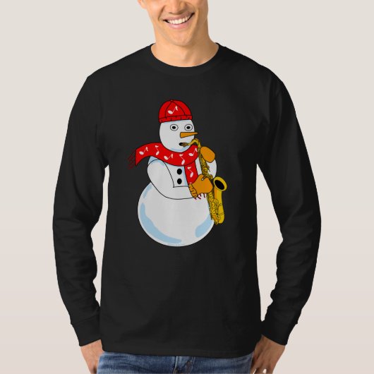 Saxophon Snowman T-Shirt (Vorderseite)