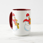 Saxophon Snowman Tasse (Vorderseite Links)
