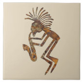 Saxophon-Spieler-Petroglyphe Fliese (Vorderseite)