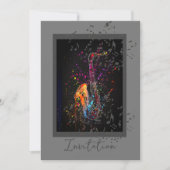 Saxophon Splash und Musiknoten Einladung (Vorderseite)