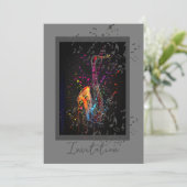 Saxophon Splash und Musiknoten Einladung (Stehend Vorderseite)