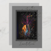 Saxophon Splash und Musiknoten Einladung (Vorne/Hinten)