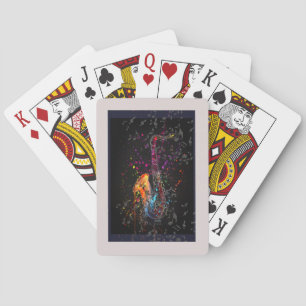 Saxophon Splash und Musiknoten Spielkarten