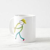 Saxophon-Strichmännchen Kaffeetasse (Vorderseite Links)
