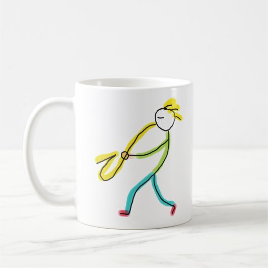 Saxophon-Strichmännchen Kaffeetasse (Links)