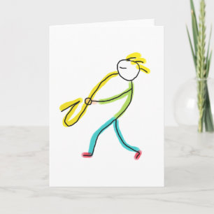Saxophon-Strichmännchen Karte