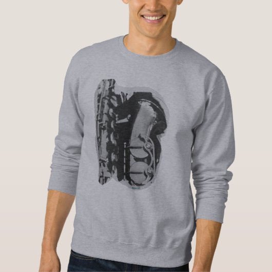 Saxophon-Sweater in Grau Sweatshirt (Vorderseite)