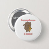 Saxophon-Truppe Süße Kawaii-Katze Rosa Button (Vorne & Hinten)