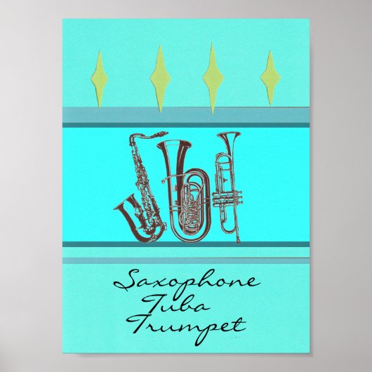 Saxophon Tuba Trumpet Poster (Vorne)
