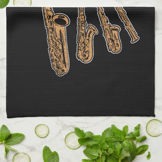 Saxophon-Typen Geschirrtuch (Gefaltet)