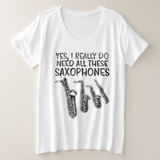 Saxophon-Typen Große Größe T-Shirt (Design vorne)