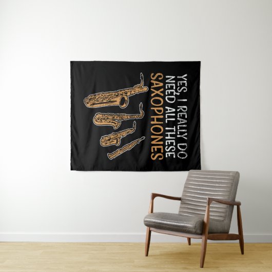 Saxophon-Typen Wandteppich (Beispiel (Horizontal))