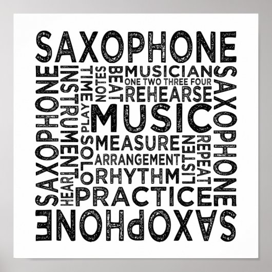 Saxophon Typografie Poster (Vorne)