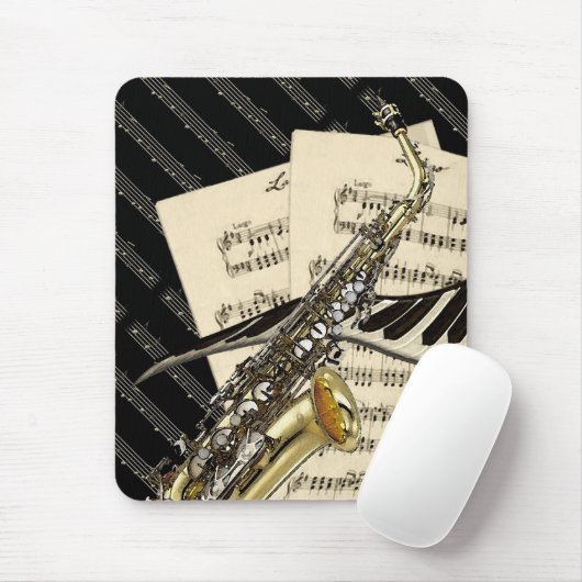 Saxophon-u. Klavier-Musik-Entwurf Mousepad (Mit Mouse)