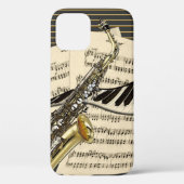 Saxophon-u. Klavier-Musik-Illustration Case-Mate iPhone Hülle (Rückseite)