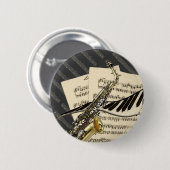Saxophon-u. Klavier-Musik-Knöpfe Button (Vorne & Hinten)