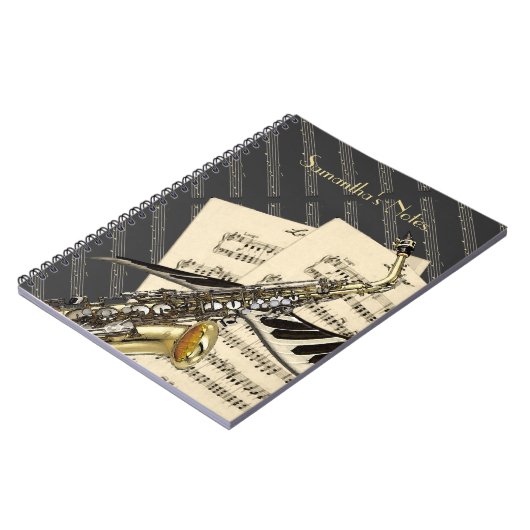 Saxophon u. Klavier-Musik Notizblock (Linke Seite)