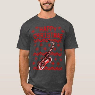 Saxophon Ugly Weihnachten Saxophonist Musiker T-Shirt