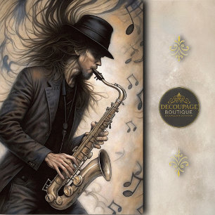 Saxophon- und Jazz-Musikliebhaber-Decoupage Seidenpapier