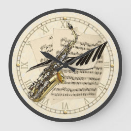 Saxophon und Klaviermusik Design Uhr