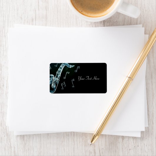 Saxophon und Musiknoten Adressaufkleber (Insitu)