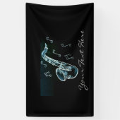 Saxophon und Musiknoten Banner (Vertikal)