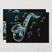 Saxophon und Musiknoten Einladung (Vorne/Hinten)