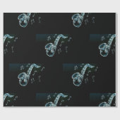 Saxophon und Musiknoten Geschenkpapier (Flach)