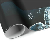 Saxophon und Musiknoten Geschenkpapier (Rolleneckpunkt)
