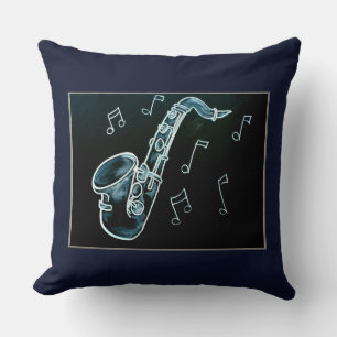 Saxophon und Musiknoten Kissen
