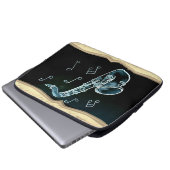 Saxophon und Musiknoten Laptopschutzhülle (Vorne Knopf)