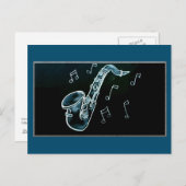 Saxophon und Musiknoten Postkarte (Vorne/Hinten)
