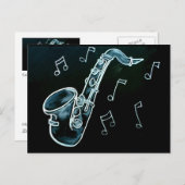 Saxophon und Musiknoten Postkarte (Vorne/Hinten)