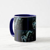 Saxophon und Musiknoten Tasse (Vorderseite Links)
