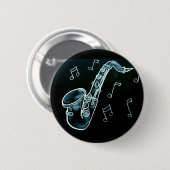 Saxophon und Noten Button (Vorne & Hinten)