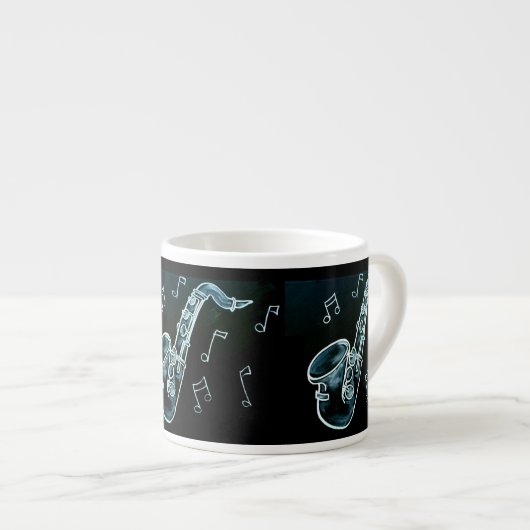 Saxophon und Noten Espressotasse (Vorderseite Rechts)