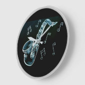 Saxophon und Noten Große Wanduhr (Winkel)