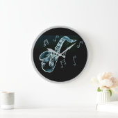 Saxophon und Noten Große Wanduhr (Zuhause)