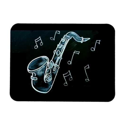 Saxophon und Noten Magnet (Horizontal)