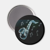 Saxophon und Noten Magnet (Vorderseite/Rückseite)