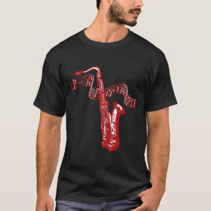 Saxophon und Noten T-Shirt