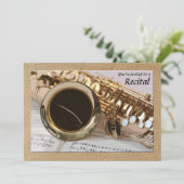 Saxophon und Notenmusik Einladung (Stehend Vorderseite)