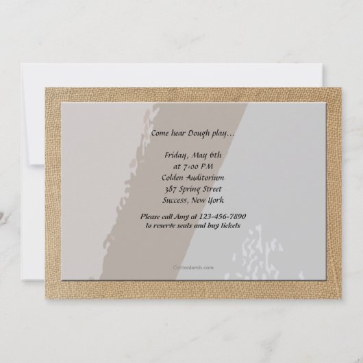 Saxophon und Notenmusik Einladung (Rückseite)